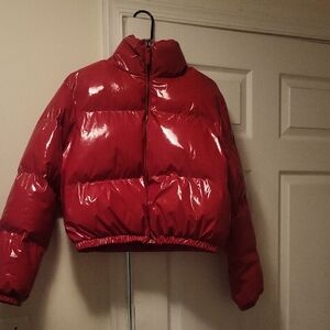 Red Puffer Jacket 85% Polyester, 25% Pu